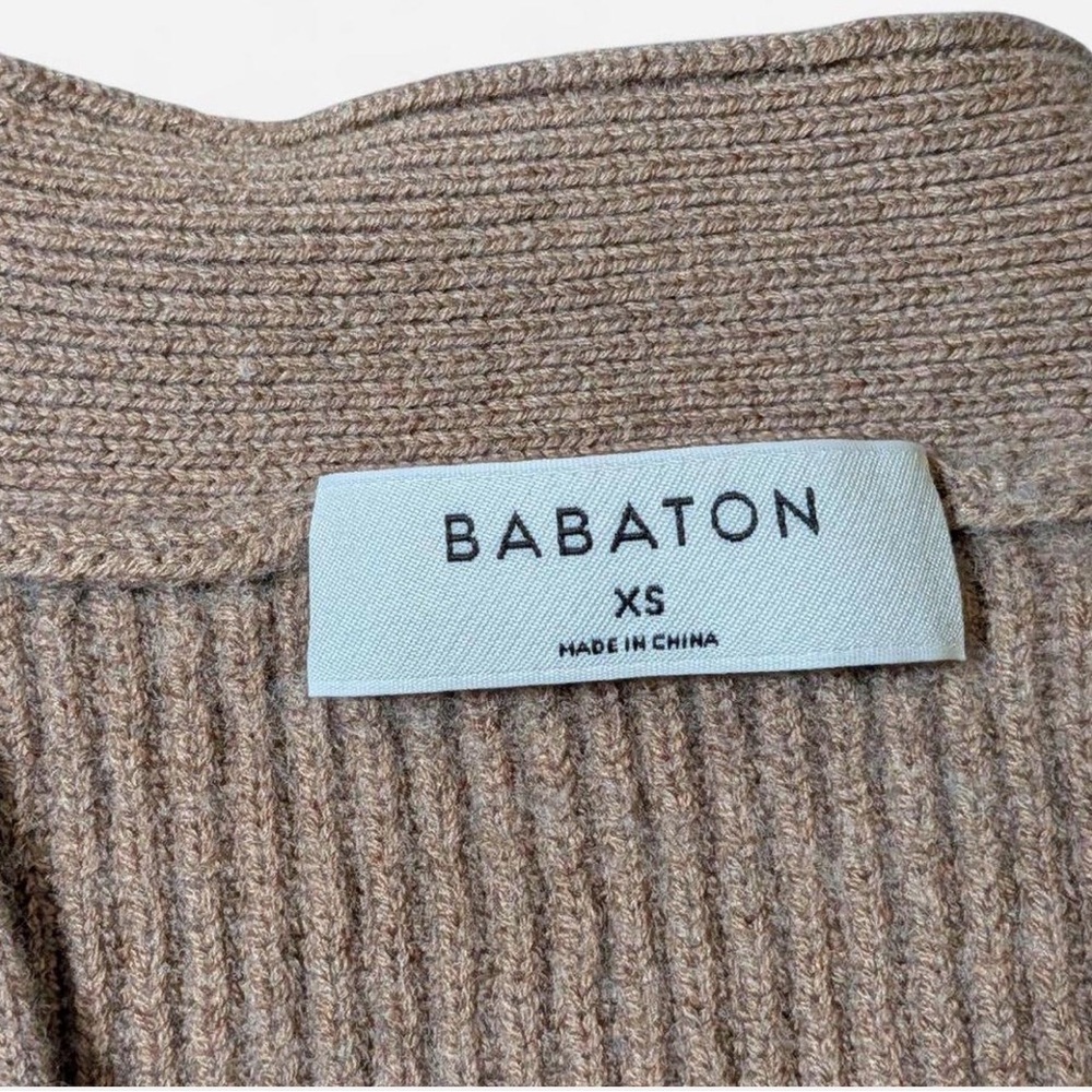 ARITZIA BABATON Brown Ribbed Knit Balloon Sleeve Cardigan XS - Picture 4 of 6